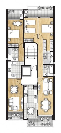 Semipiso DOS DORMITORIOS, balcon terraza la frente y contrafrente - Con cochera - Amenities - Catamarca y Moreno