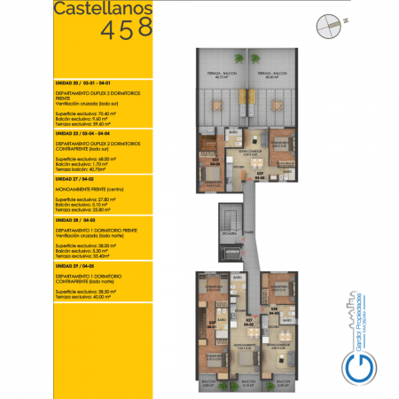 Duplex Dos Dormitorios - Balcon y Terraza exclusiva con parrillero - Entrega INMEDIATA - Castellanos 448