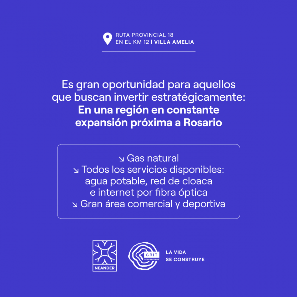 VENTA LOTES EN BARRIO ABIERTO RESIDENCIAL NEANDER - VILLA AMELIA - FINANCIACION! ENTREGA A CORTO PLAZO. PRECIOS ESPECIALES CONTADO