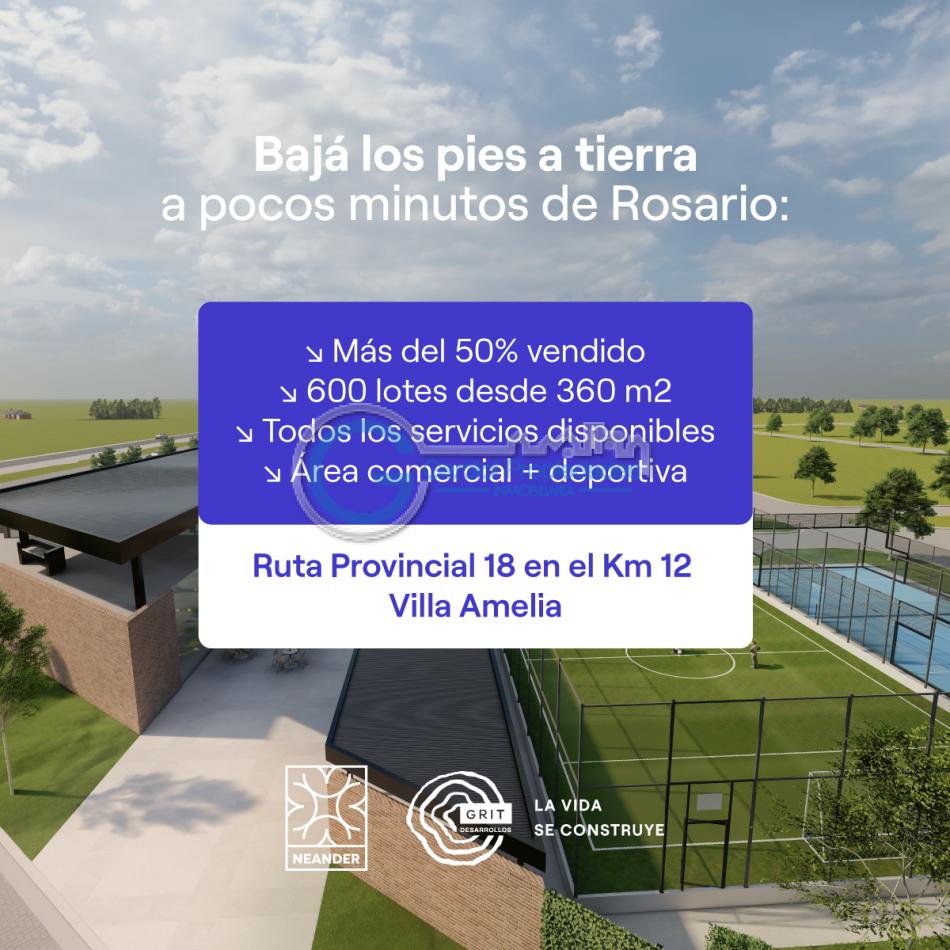 VENTA LOTES EN BARRIO ABIERTO RESIDENCIAL NEANDER - VILLA AMELIA - FINANCIACION!